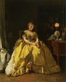 alfred stevens portrait de jeune fille à la robe jaune
